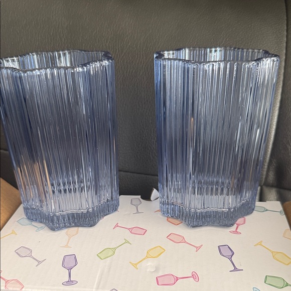 Blue Ribbed Glass Set - Picture 3 of 4